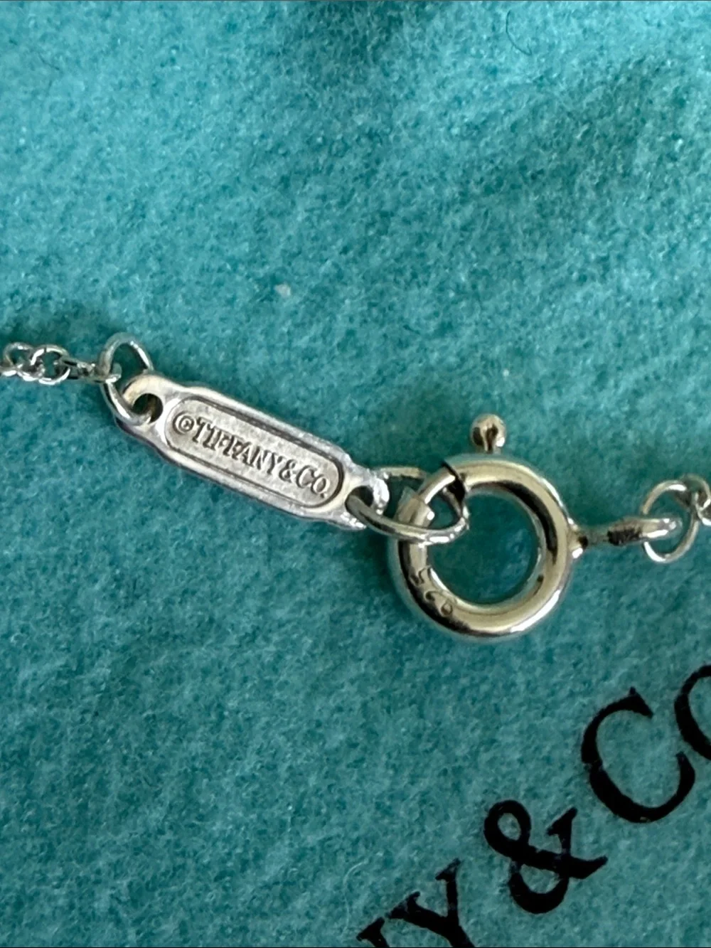 T&Co. Return To Tiffany Small Heart Tag Necklace Pendant Blue Enamel - 18”